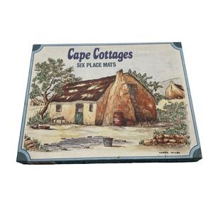 Vintage Cape Cottages Cork Backed Place Mats Artist Norma Wiles Set of Six